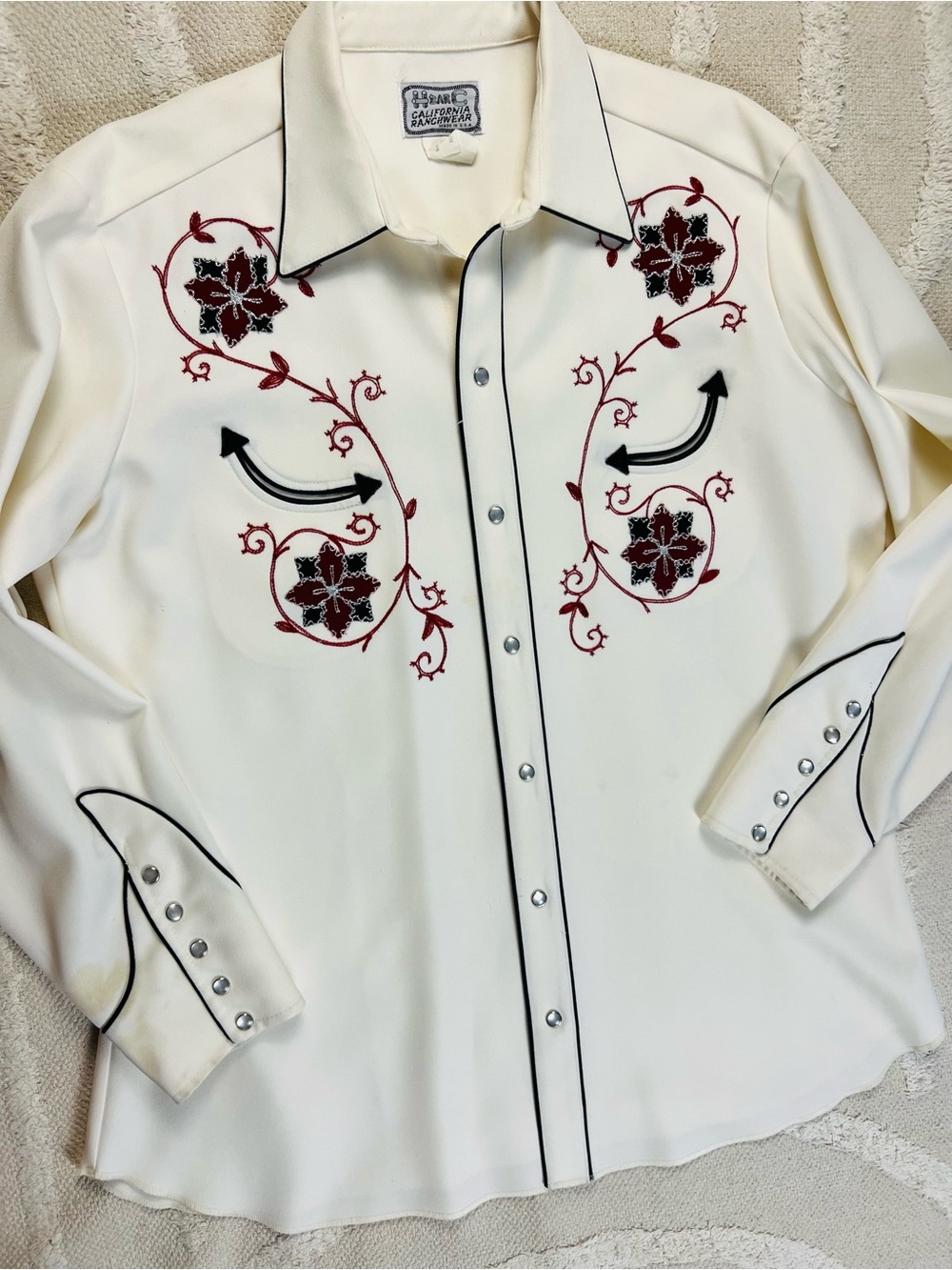 Vintage 70s H Bar C California Ranchwear Western Shirt – Embroidered – Size XL